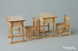 Photo1: cobaanii[OY-001]昭和の学校　ひのきの机と椅子　　　　　　　　　（2組入）