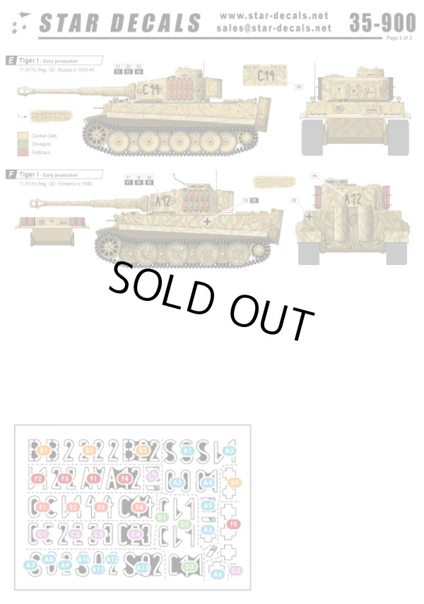 Photo3: STAR DECALS[SD35-900] Tigers of Grossdeutschland 1943-45. Early, mid and late Tiger 1.