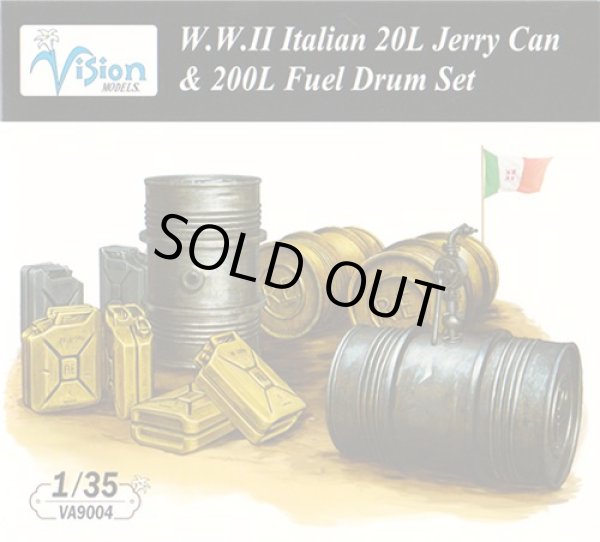 Photo1: [Vision Models][VA9004] 1/35 W.W.II Italian 20L Jerry Can & 200L Fuel Drum Set