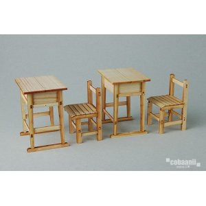 Photo: cobaanii[OY-001]昭和の学校　ひのきの机と椅子　　　　　　　　　（2組入）