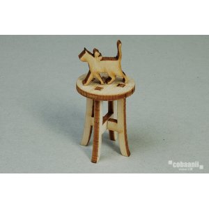 Photo: cobaanii[WF-006]丸イス（猫のオブジェ付）