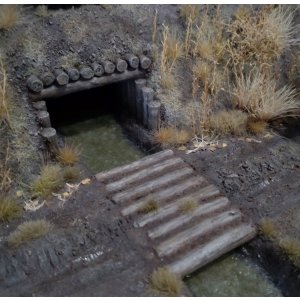 Photo: Work Shop Shin[M-20222]1/35 Wooden Drain Tunnel and Log Bridge