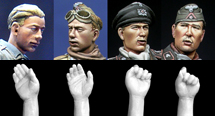 Photo1: Alpine Miniatures[H003]Panzer Crew Heads & Hands