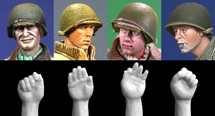 Photo1: Alpine Miniatures[H004]US Helmet Heads & Hands