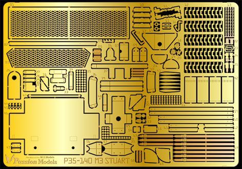 Photo1: [Passion Models] [P35-140] 1/35 U.S. Light Tank M3 STUART Late Production PE Set