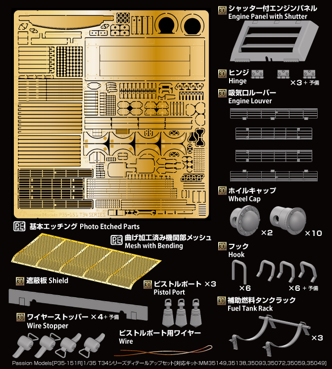 Photo1: [Passion Models] [P35-151R]1/35 T34 series PE set [For TAMIYA MM35049,35059,35072,35093,35138,35149]