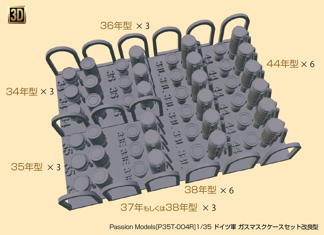 Photo5: [Passion Models] [P35T-004R] 1/35 WWII German Gas Mask Container Set [Improved version]