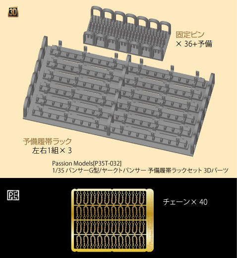 Photo4: [Passion Models] [P35T-032] 1/35 Panther Ausf.G/Jagdpanther Spare Track Rack Set