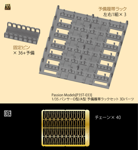 Photo4: [Passion Models] [P35T-033] 1/35 Panther Ausf.D/Ausf.A Spare Track Rack Set