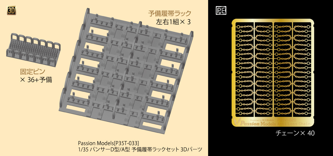 Photo3: [Passion Models] [P35T-033] 1/35 Panther Ausf.D/Ausf.A Spare Track Rack Set